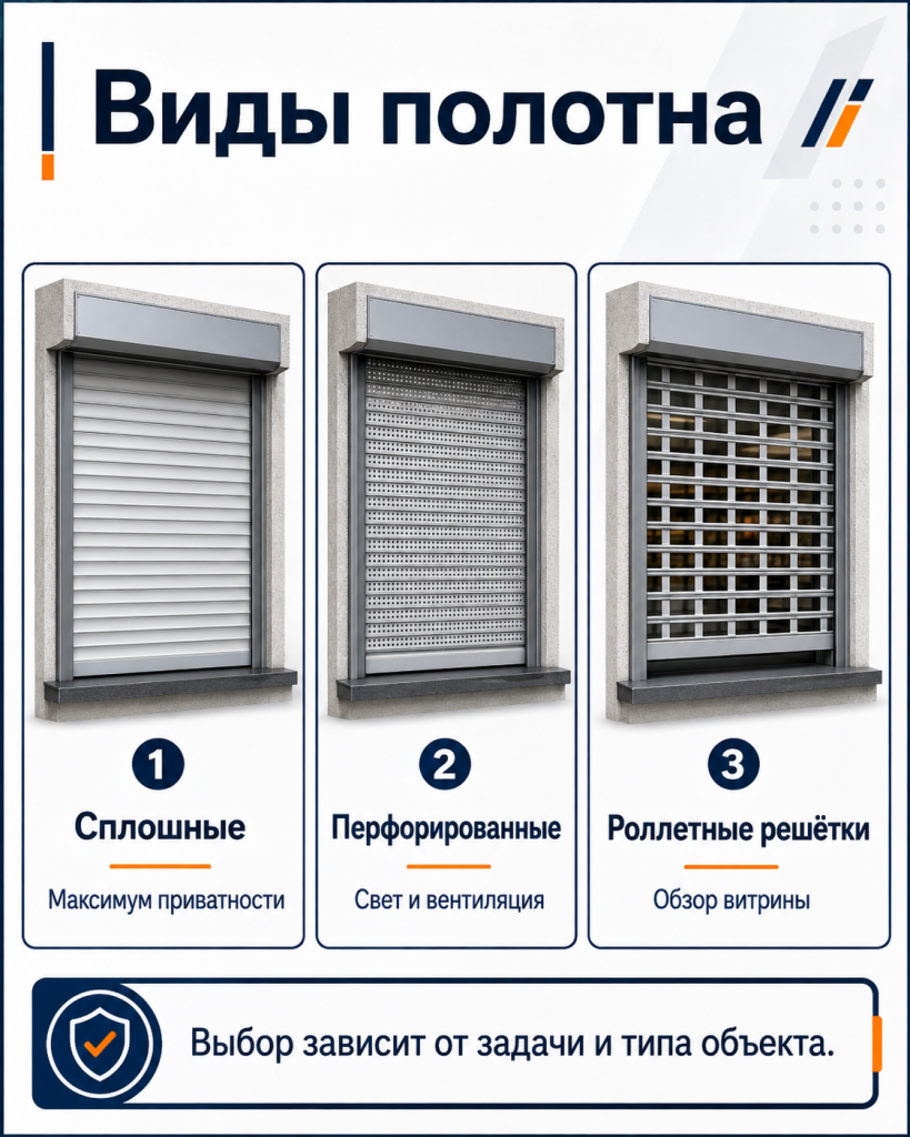 Виды рольставней RolMaster для окон и коммерческих объектов